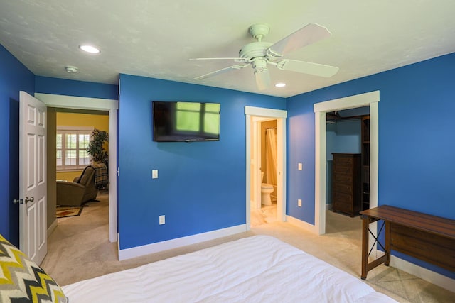9434 84th St SE, Alto, MI 49302 - bedroom with carpet floors, a closet, recessed lighting, and ceiling fan