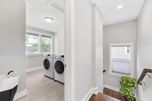 711 N Alexander Ave, Royal Oak, MI 48067 - laundry area featuring washer and dryer and light wood-type flooring