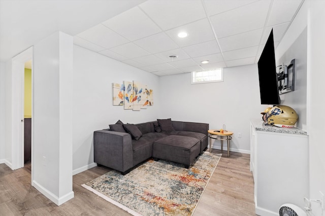 711 N Alexander Ave, Royal Oak, MI 48067 - living area featuring light wood-type flooring, recessed lighting, and a drop ceiling