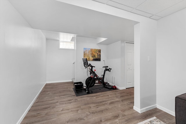 711 N Alexander Ave, Royal Oak, MI 48067 - workout area with wood finished floors and a paneled ceiling