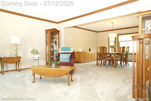 19230 Augusta Ct, Livonia, MI 48152 - living area with carpet flooring and crown molding