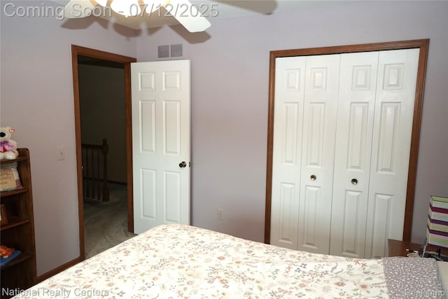 19230 Augusta Ct, Livonia, MI 48152 - bedroom with a closet, carpet floors, and ceiling fan