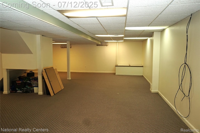 19230 Augusta Ct, Livonia, MI 48152 - finished below grade area with carpet floors and a drop ceiling