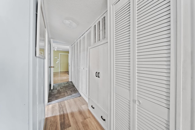 8756 Portage Lake Rd, Munith, MI 49259 - corridor with light wood finished floors and a textured ceiling
