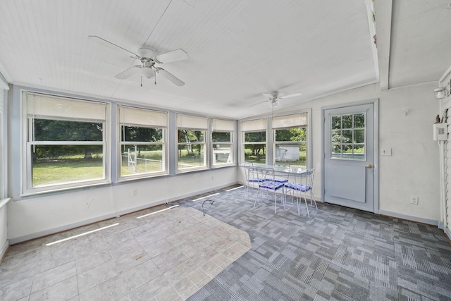 8756 Portage Lake Rd, Munith, MI 49259 - unfurnished sunroom featuring ceiling fan