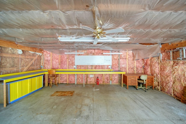 8756 Portage Lake Rd, Munith, MI 49259 - garage with ceiling fan