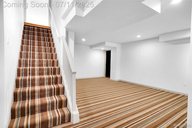425 Fairfax St, Birmingham, MI 48009 - staircase featuring carpet floors and recessed lighting