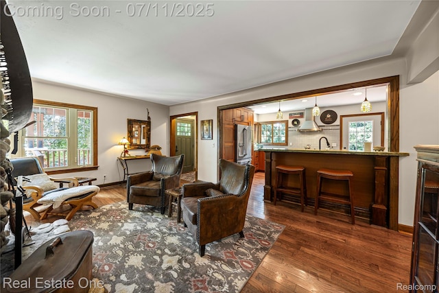 25740 Farmbrook Rd, Southfield, MI 48034 - living room featuring dark wood finished floors