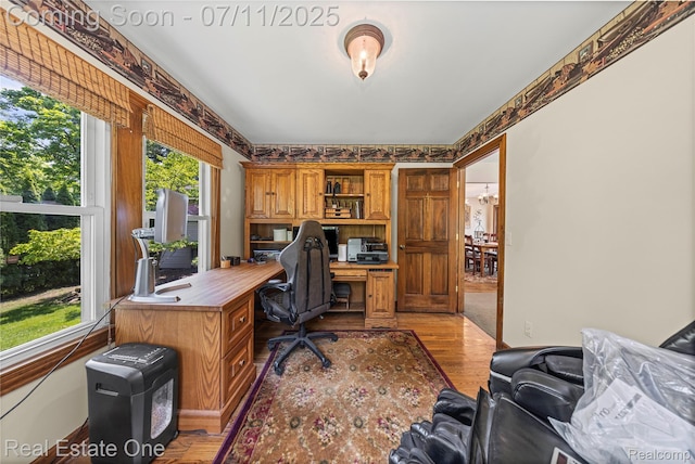 25740 Farmbrook Rd, Southfield, MI 48034 - home office with light wood-style floors and built in desk