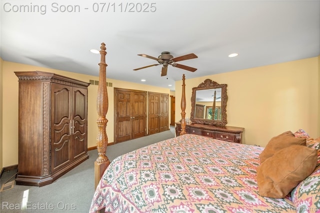 25740 Farmbrook Rd, Southfield, MI 48034 - carpeted bedroom featuring recessed lighting and a ceiling fan