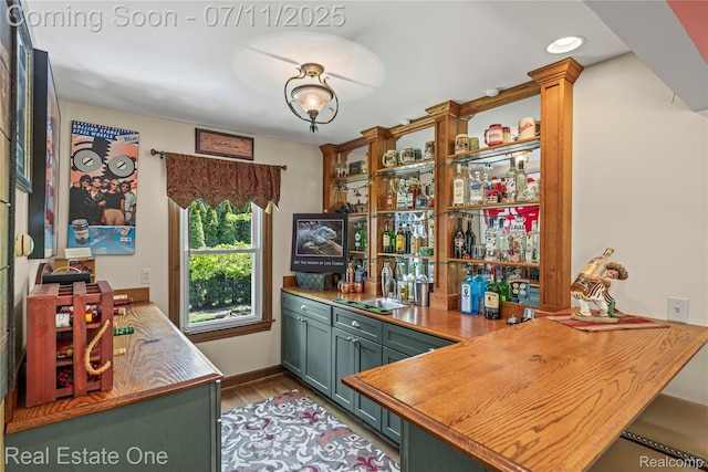 25740 Farmbrook Rd, Southfield, MI 48034 - indoor dry bar with wood finished floors