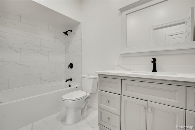 22809 Detour St, Macomb, MI 48082 - full bath featuring marble finish floors, vanity, and shower / washtub combination
