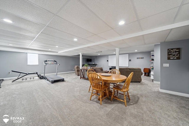 9164 Emily Dr, Davison, MI 48423 - carpeted dining room with recessed lighting and a paneled ceiling