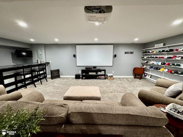 9164 Emily Dr, Davison, MI 48423 - carpeted home theater featuring recessed lighting