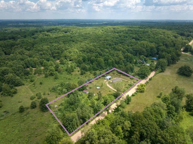 4180 15 Mile Rd, Barryton, MI 49305 - aerial view of property's location featuring a heavily wooded area and property boundaries highlighted