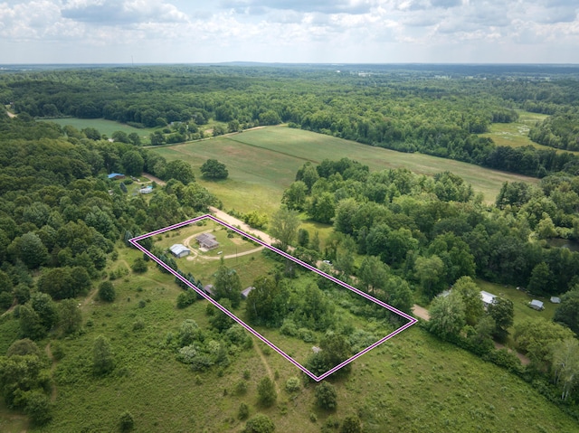 4180 15 Mile Rd, Barryton, MI 49305 - aerial overview of property's location featuring property parcel outlined and a heavily wooded area