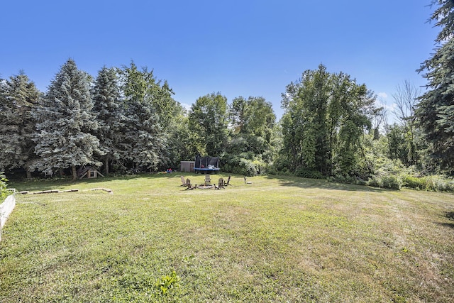 14555 Fruit Ridge Ave, Kent City, MI 49330 - view of green lawn featuring a trampoline