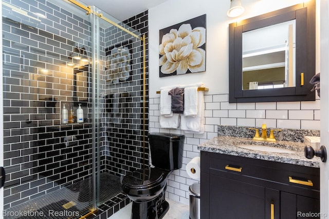 3845 Beechcrest, Rochester Hills, MI 48309 - full bath with tile walls, a shower stall, and vanity