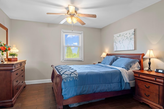 5160 Barker Rd, Jonesville, MI 49250 - bedroom featuring dark wood-type flooring and ceiling fan