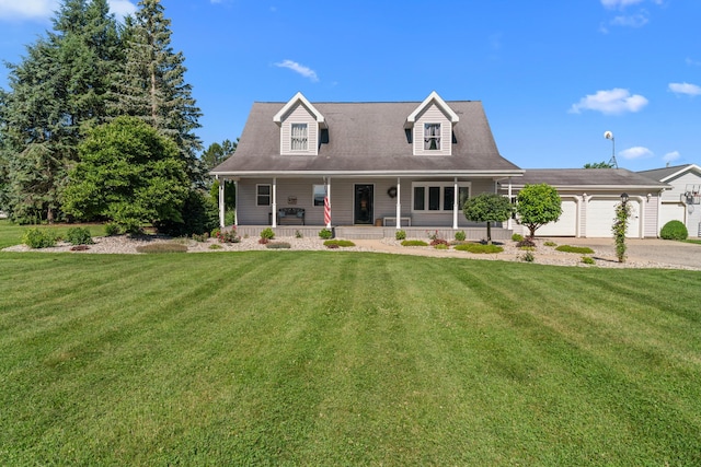 5160 Barker Rd, Jonesville, MI 49250 - new england style home with an attached garage, covered porch, and a front lawn