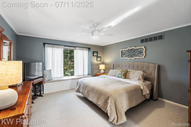 4317 Vassar Dr, Troy, MI 48085 - bedroom featuring ornamental molding, carpet, and ceiling fan