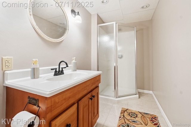 4317 Vassar Dr, Troy, MI 48085 - full bath featuring a shower stall, vanity, and tile patterned floors