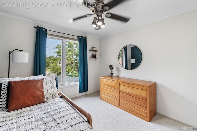 4317 Vassar Dr, Troy, MI 48085 - carpeted bedroom featuring crown molding and a ceiling fan