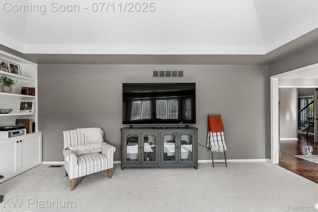 4317 Vassar Dr, Troy, MI 48085 - living area featuring carpet flooring and vaulted ceiling