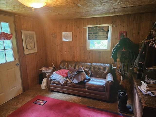 1936 W Cleveland, New Era, MI 49446 - living room with wooden walls
