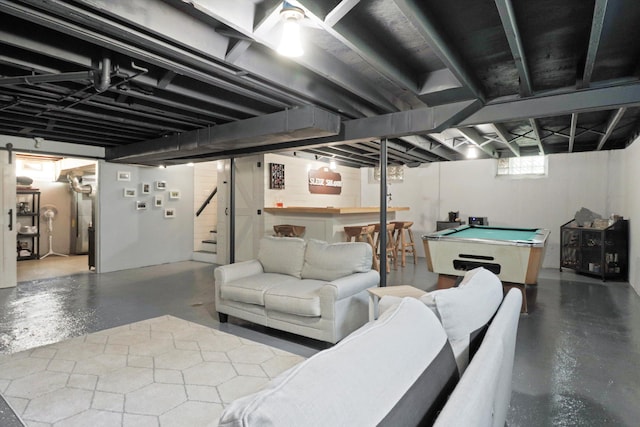 29687 Westfield St, Livonia, MI 48150 - below grade area with billiards table and stairs