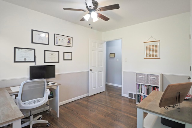 29687 Westfield St, Livonia, MI 48150 - office area featuring ceiling fan and wood finished floors