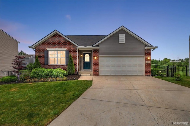58565 Westmoore Cir, New Haven, MI 48048 - view of front of home with brick siding, an attached garage, and concrete driveway