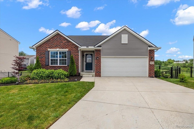 58565 Westmoore Cir, New Haven, MI 48048 - ranch-style home featuring brick siding, concrete driveway, and an attached garage