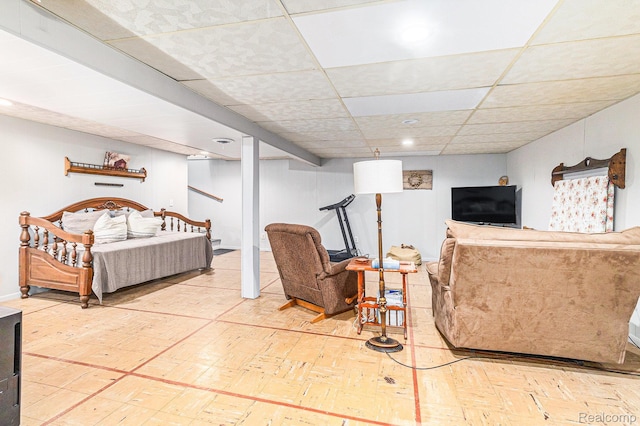 1820 W Longmeadow Rd, Trenton, MI 48183 - living area with a paneled ceiling and recessed lighting