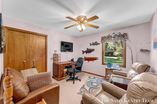 15071 Steves Dr, Grand Haven, MI 49417 - home office with light carpet and ceiling fan