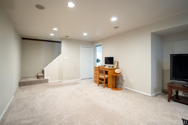 2934 Meadowbrook Dr SE, Grand Rapids, MI 49546 - carpeted home office featuring recessed lighting and baseboards