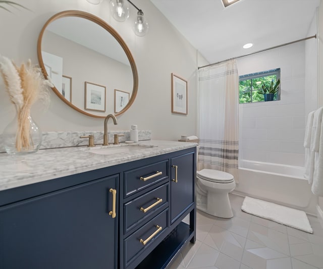 820 Barton Dr, Ann Arbor, MI 48105 - full bathroom featuring vanity, shower / bathtub combination with curtain, and tile patterned flooring