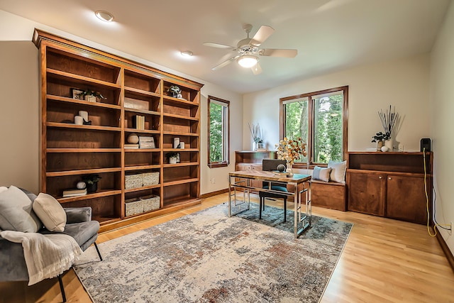 1544 Newport Creek Dr, Ann Arbor, MI 48103 - home office featuring light wood-style floors and ceiling fan