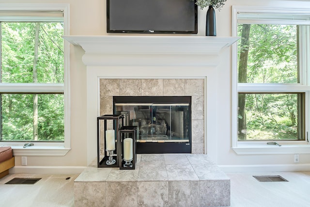 1544 Newport Creek Dr, Ann Arbor, MI 48103 - detailed view of baseboards and a tile fireplace