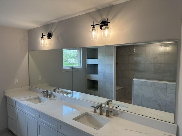3490 Mare Cir, Wixom, MI 48393 - full bathroom featuring double vanity and walk in shower