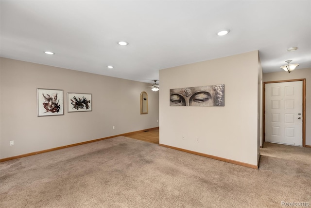 5419 Duke Ct, Warren, MI 48091 - unfurnished living room featuring carpet, recessed lighting, and ceiling fan