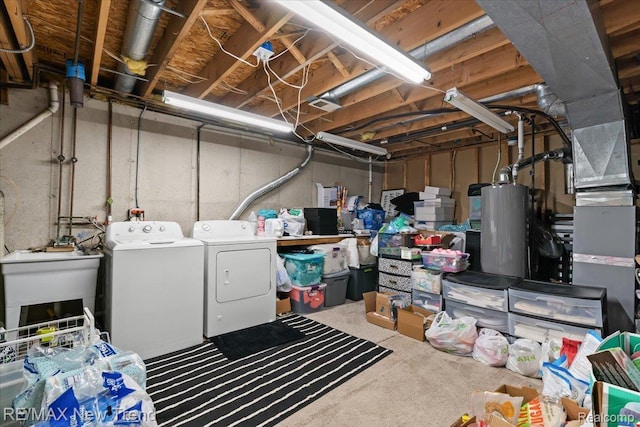 9125 Mandon Rd, White Lake, MI 48386 - unfinished basement with independent washer and dryer and water heater