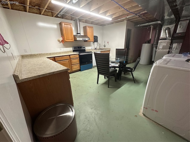 33555 Birchlawn, Westland, MI 48185 - unfinished basement featuring washer / clothes dryer and water heater