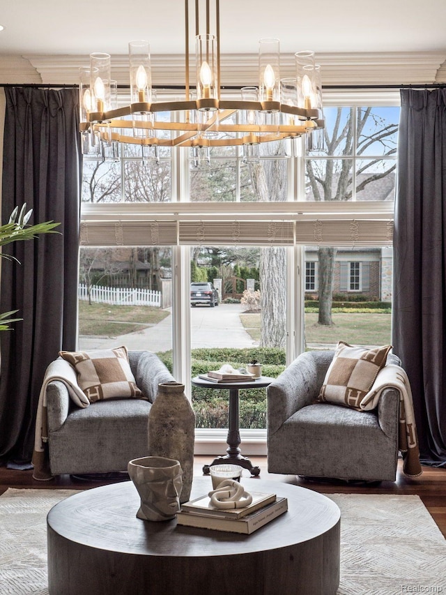 1200 Shipman Blvd, Birmingham, MI 48009 - sunroom featuring a chandelier