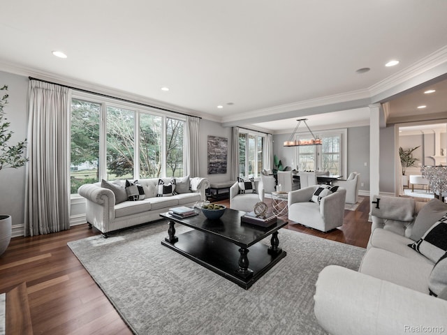 1200 Shipman Blvd, Birmingham, MI 48009 - living room with crown molding, wood finished floors, and recessed lighting