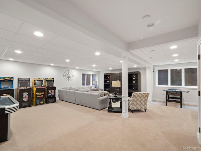 1200 Shipman Blvd, Birmingham, MI 48009 - carpeted living area with recessed lighting and a drop ceiling