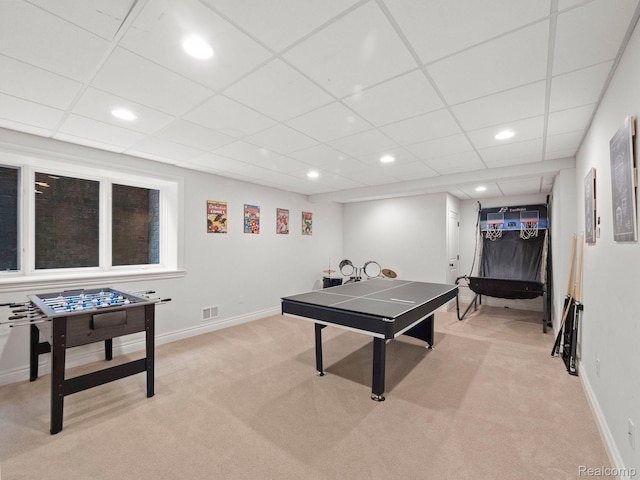 1200 Shipman Blvd, Birmingham, MI 48009 - game room with light colored carpet, recessed lighting, and a drop ceiling