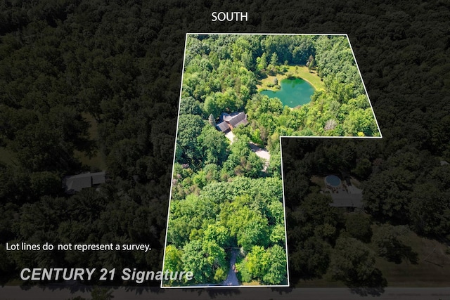 13715 Baldwin Rd, Saginaw, MI 48616 - aerial view of property's location with a forest and property boundaries highlighted
