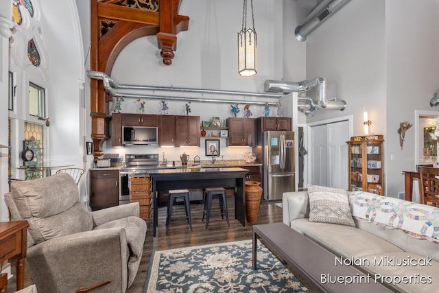 253 Prospect Ave NE Unit 309, Grand Rapids, MI 49503 - living area featuring a high ceiling and wood finished floors