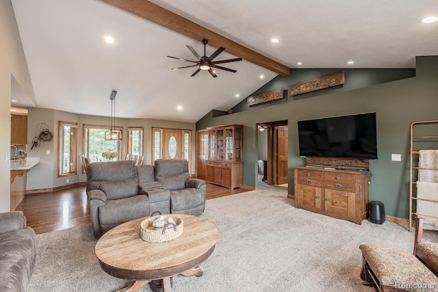 2086 Haines Rd, Lapeer, MI 48446 - living area featuring recessed lighting, a ceiling fan, and wood finished floors